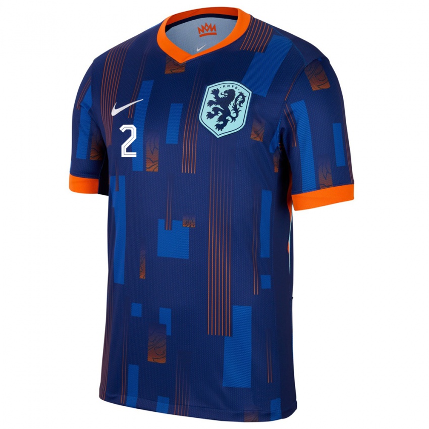 Damen Niederlande Jurrien Timber #2 Blau Auswärtstrikot Trikot 24-26 T-Shirt