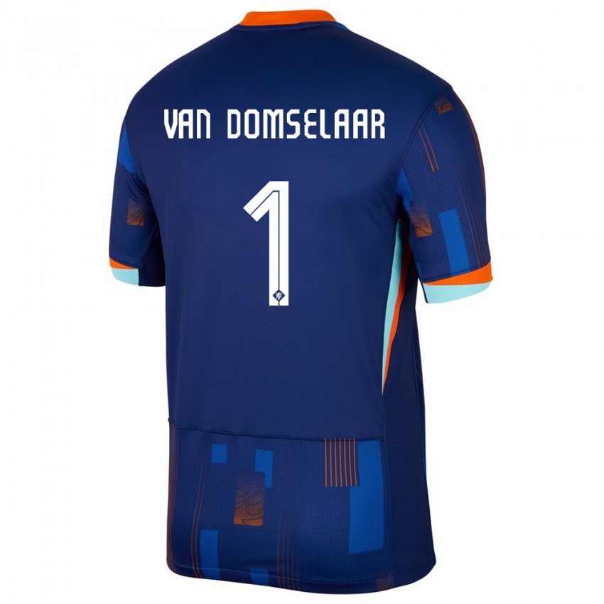 Damen Niederlande Daphne Van Domselaar #1 Blau Auswärtstrikot Trikot 24-26 T-Shirt