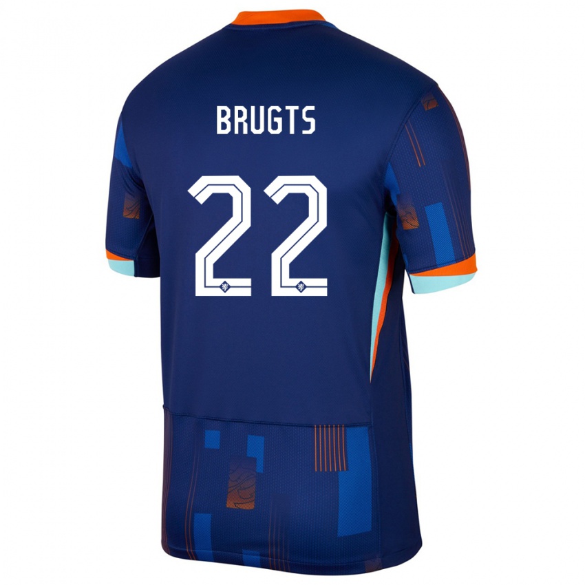 Damen Niederlande Esmee Brugts #22 Blau Auswärtstrikot Trikot 24-26 T-Shirt