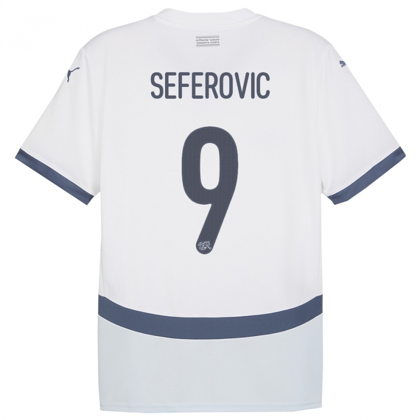 Damen Schweiz Haris Seferovic #9 Weiß Auswärtstrikot Trikot 24-26 T-Shirt