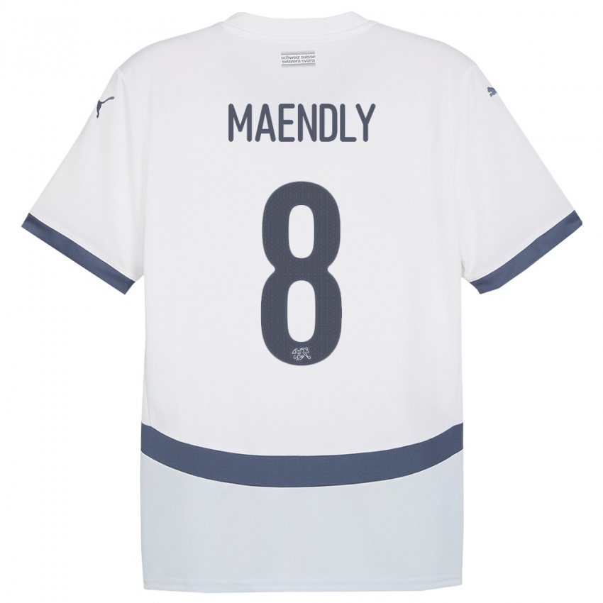 Damen Schweiz Sandy Maendly #8 Weiß Auswärtstrikot Trikot 24-26 T-Shirt