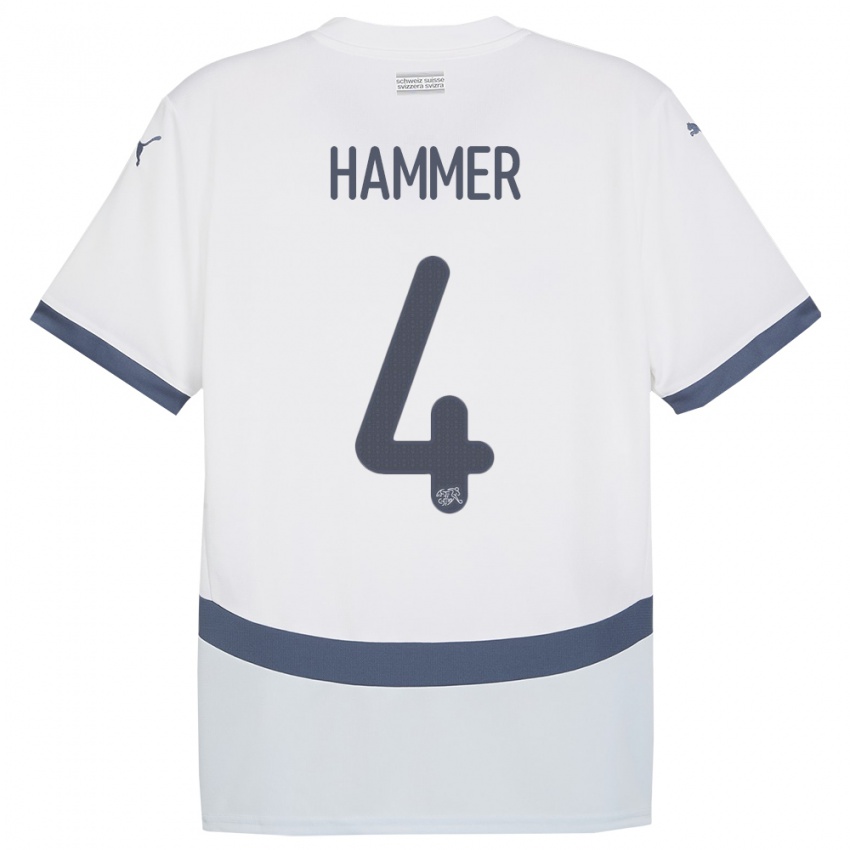 Damen Schweiz Pascal Hammer #4 Weiß Auswärtstrikot Trikot 24-26 T-Shirt