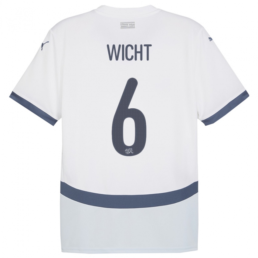 Damen Schweiz Nathan Wicht #6 Weiß Auswärtstrikot Trikot 24-26 T-Shirt