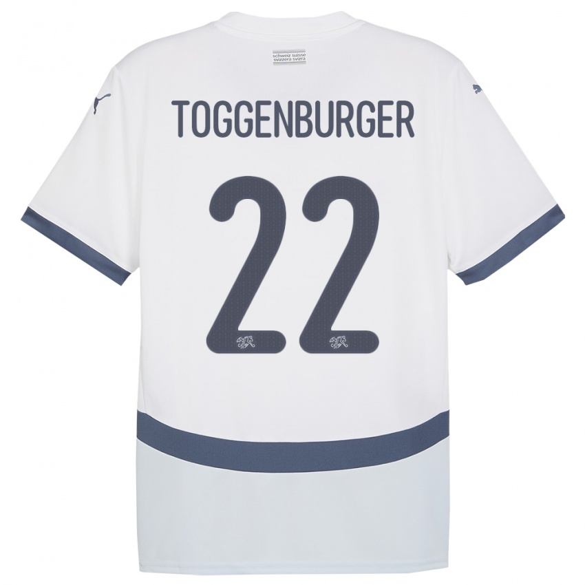 Damen Schweiz Nando Toggenburger #22 Weiß Auswärtstrikot Trikot 24-26 T-Shirt