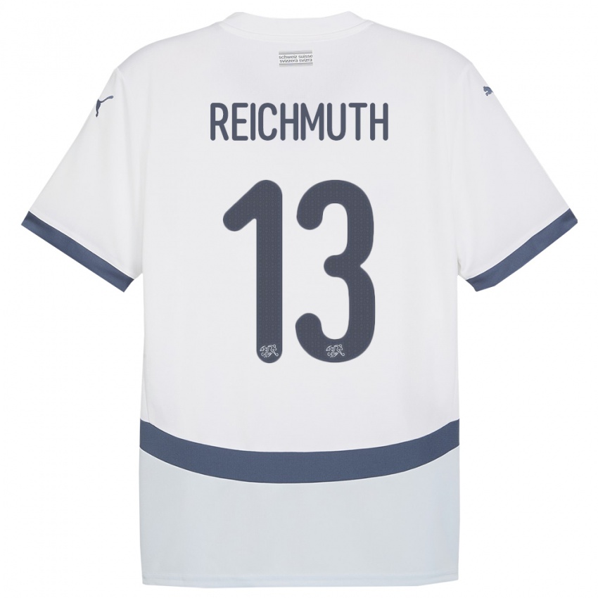 Damen Schweiz Miguel Reichmuth #13 Weiß Auswärtstrikot Trikot 24-26 T-Shirt