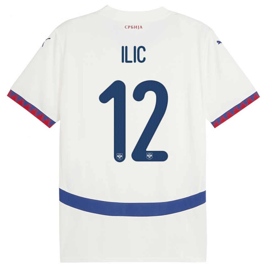 Damen Serbien Marko Ilic #12 Weiß Auswärtstrikot Trikot 24-26 T-Shirt