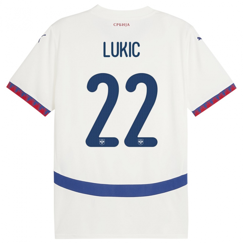 Damen Serbien Sasa Lukic #22 Weiß Auswärtstrikot Trikot 24-26 T-Shirt