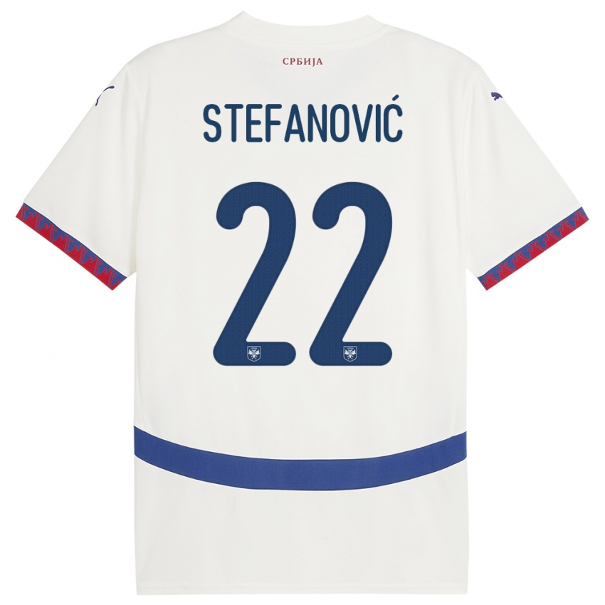 Damen Serbien Dejana Stefanovic #22 Weiß Auswärtstrikot Trikot 24-26 T-Shirt