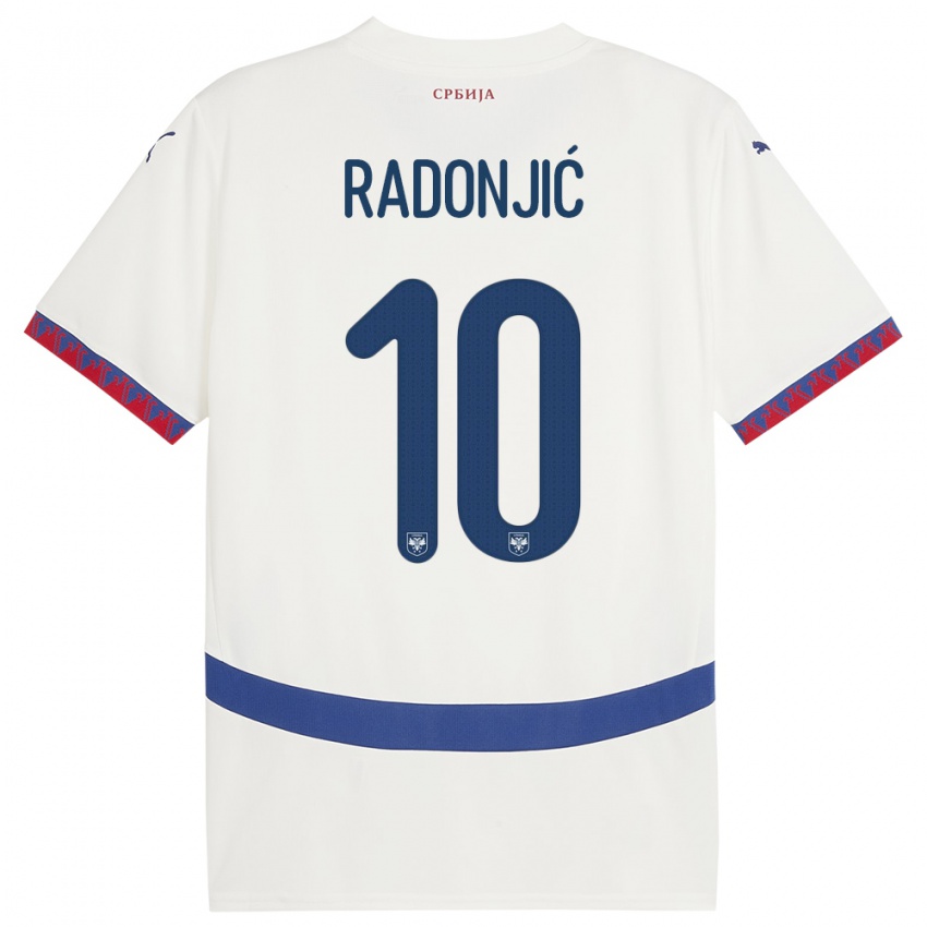 Damen Serbien Mateja Radonjic #10 Weiß Auswärtstrikot Trikot 24-26 T-Shirt