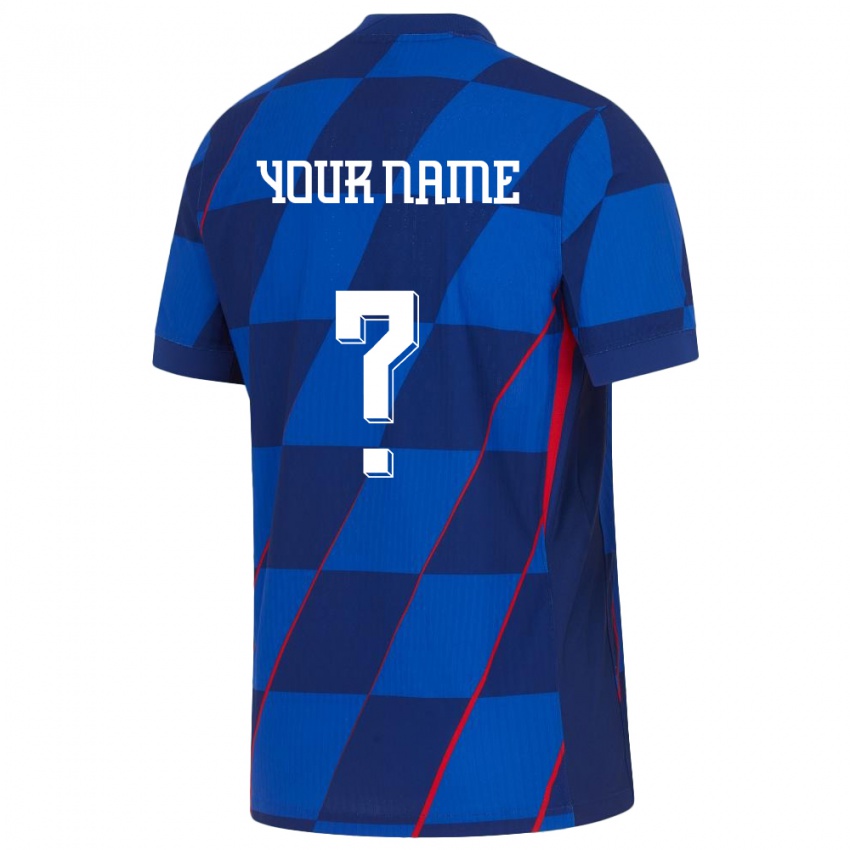 Damen Kroatien Ihren Namen #0 Blau Auswärtstrikot Trikot 24-26 T-Shirt