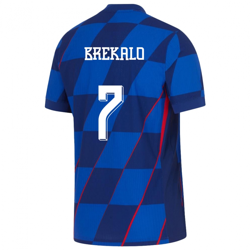 Damen Kroatien Josip Brekalo #7 Blau Auswärtstrikot Trikot 24-26 T-Shirt