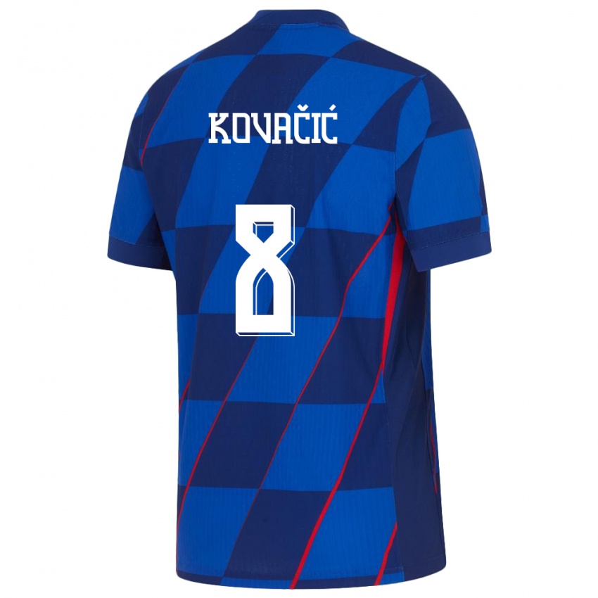 Damen Kroatien Mateo Kovacic #8 Blau Auswärtstrikot Trikot 24-26 T-Shirt