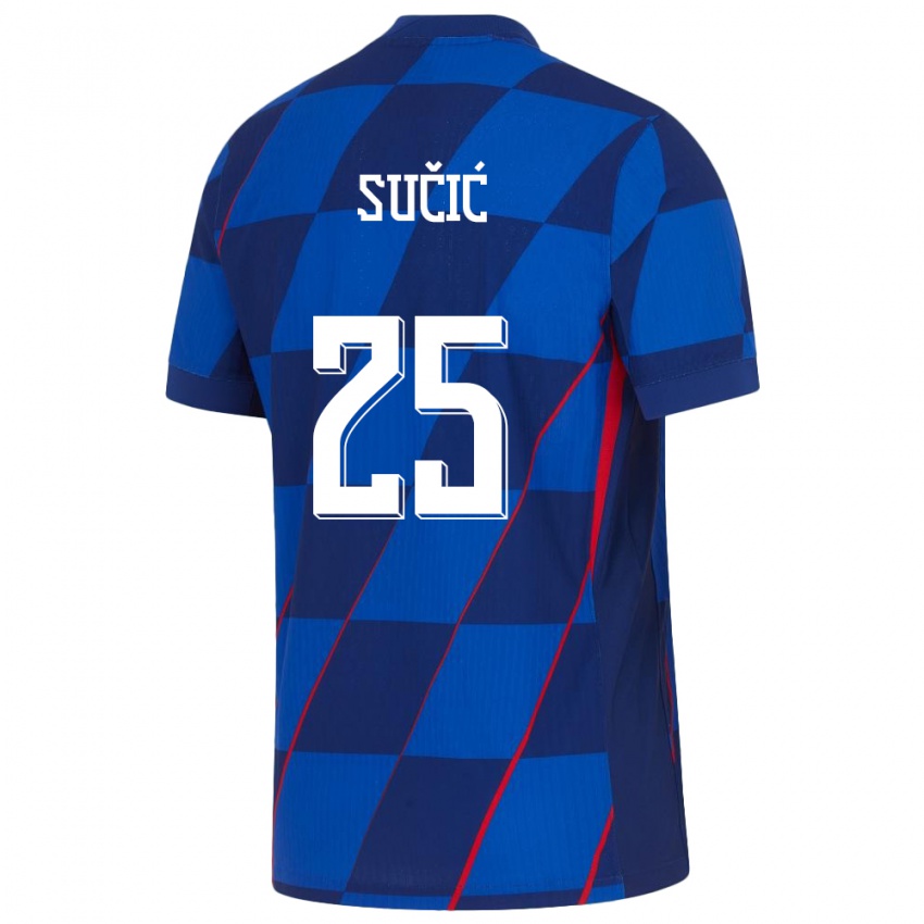 Damen Kroatien Luka Sucic #25 Blau Auswärtstrikot Trikot 24-26 T-Shirt