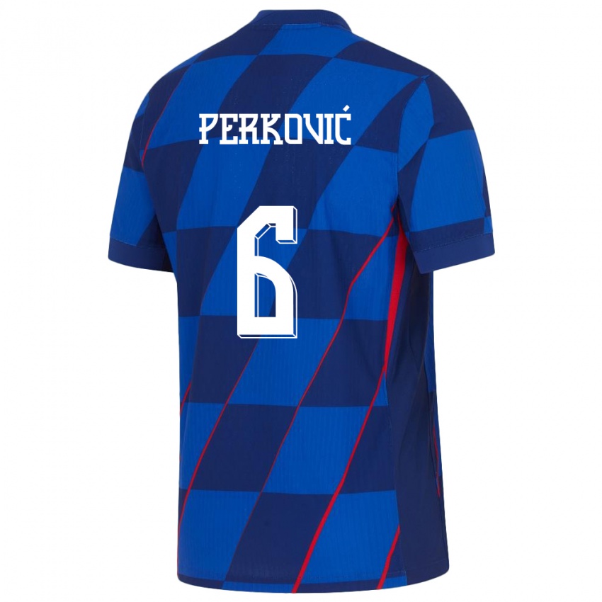 Damen Kroatien Mauro Perkovic #6 Blau Auswärtstrikot Trikot 24-26 T-Shirt