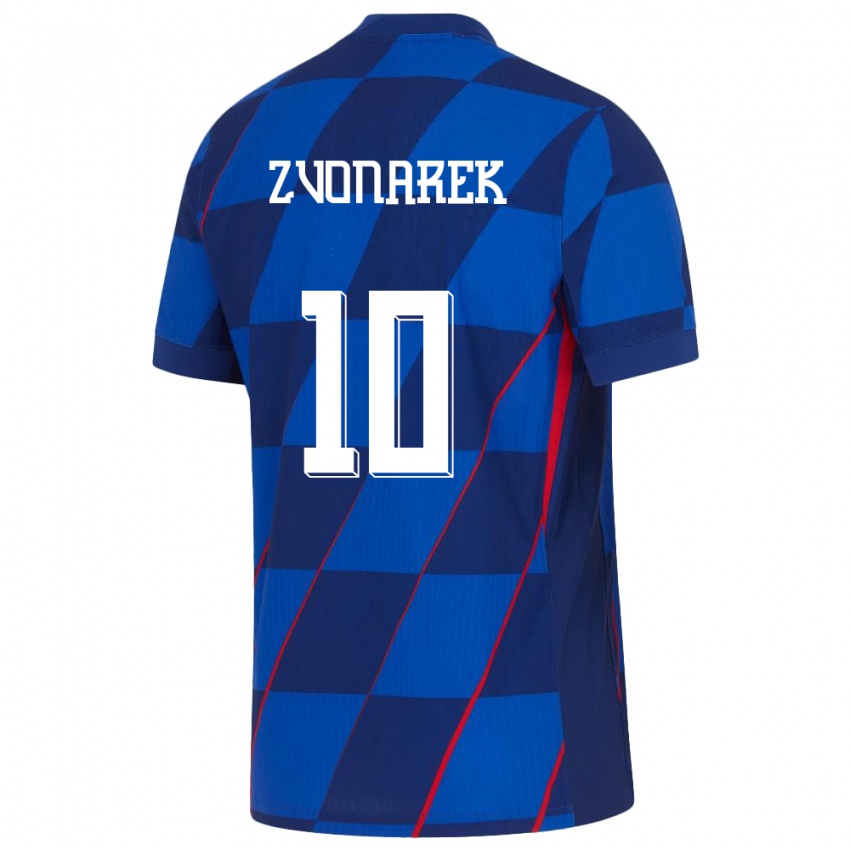 Damen Kroatien Lovro Zvonarek #10 Blau Auswärtstrikot Trikot 24-26 T-Shirt