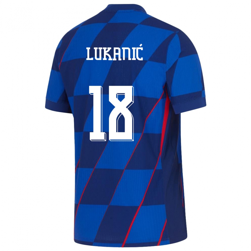 Damen Kroatien Luka Lukanic #18 Blau Auswärtstrikot Trikot 24-26 T-Shirt