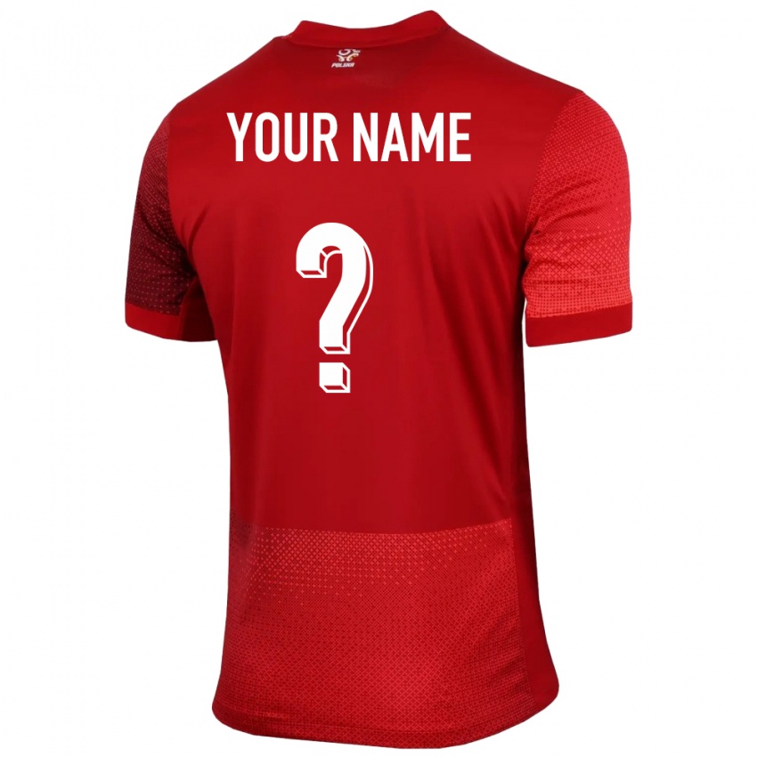 Damen Polen Ihren Namen #0 Rot Auswärtstrikot Trikot 24-26 T-Shirt