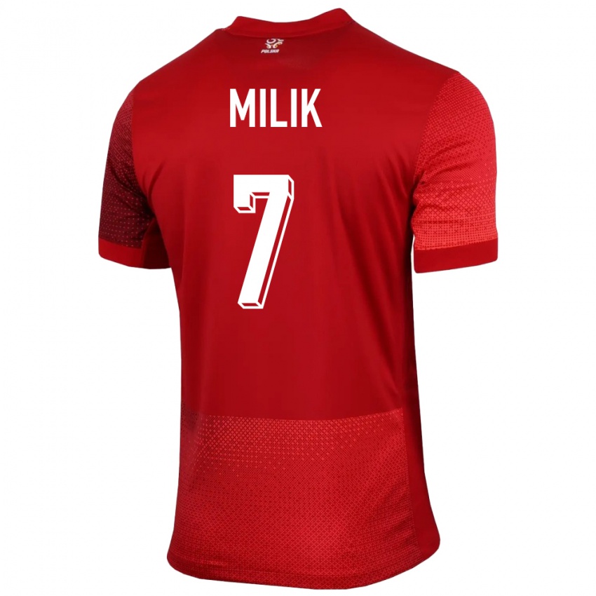 Damen Polen Arkadiusz Milik #7 Rot Auswärtstrikot Trikot 24-26 T-Shirt