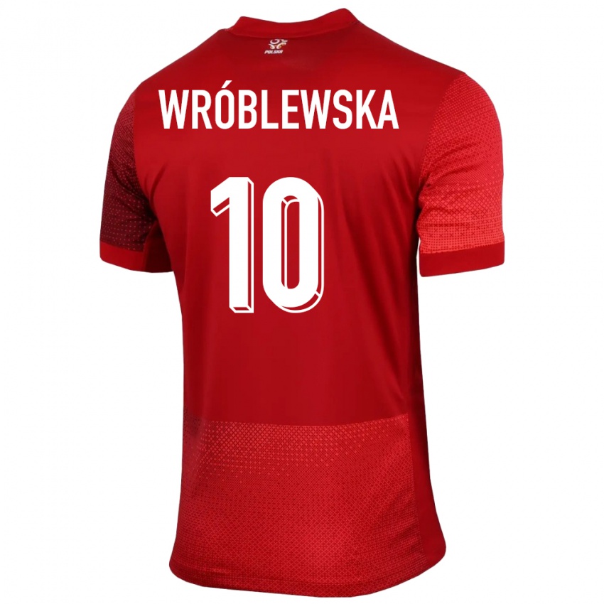 Damen Polen Joanna Wroblewska #10 Rot Auswärtstrikot Trikot 24-26 T-Shirt