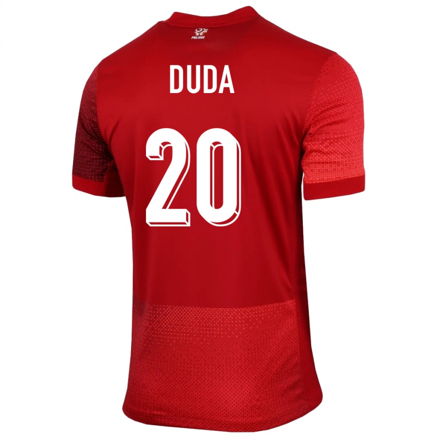 Damen Polen Kacper Duda #20 Rot Auswärtstrikot Trikot 24-26 T-Shirt