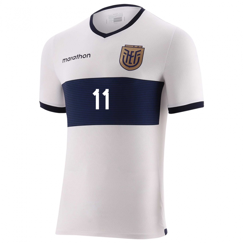 Damen Ecuador Ambar Torres #11 Weiß Auswärtstrikot Trikot 24-26 T-Shirt