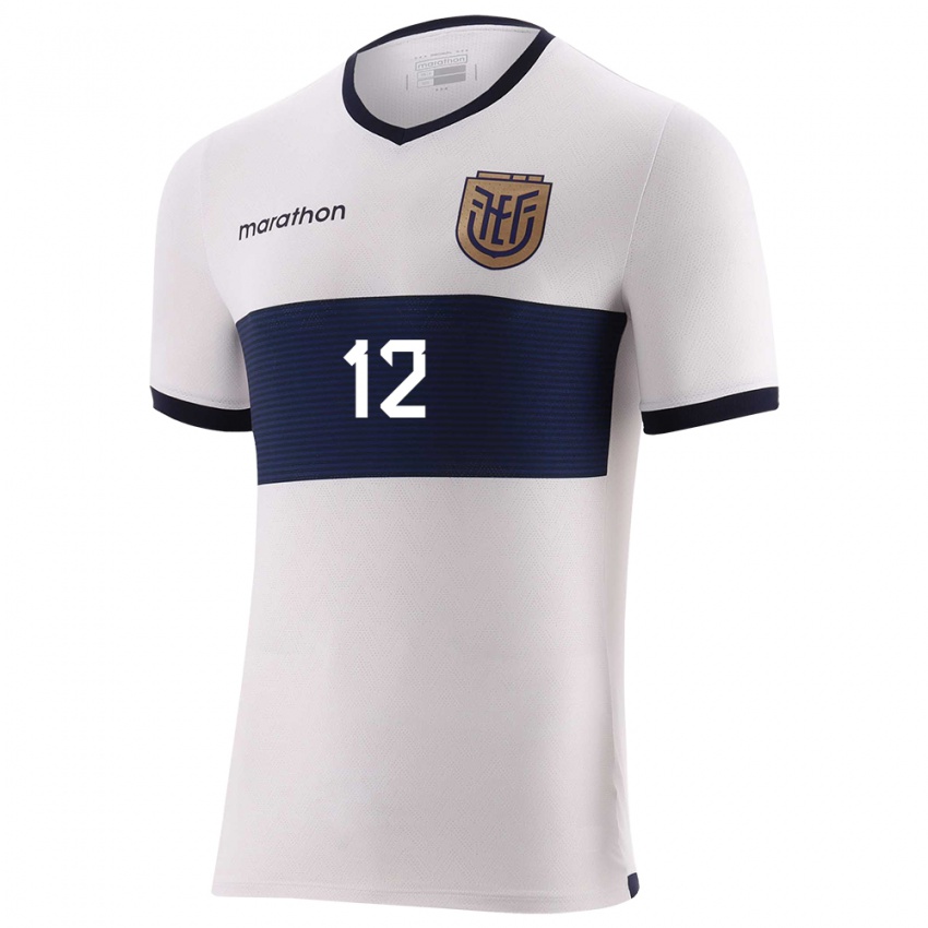 Damen Ecuador Gonzalo Valle #12 Weiß Auswärtstrikot Trikot 24-26 T-Shirt