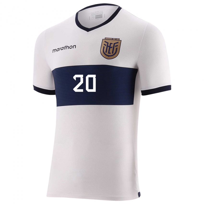 Damen Ecuador Jhegson Mendez #20 Weiß Auswärtstrikot Trikot 24-26 T-Shirt