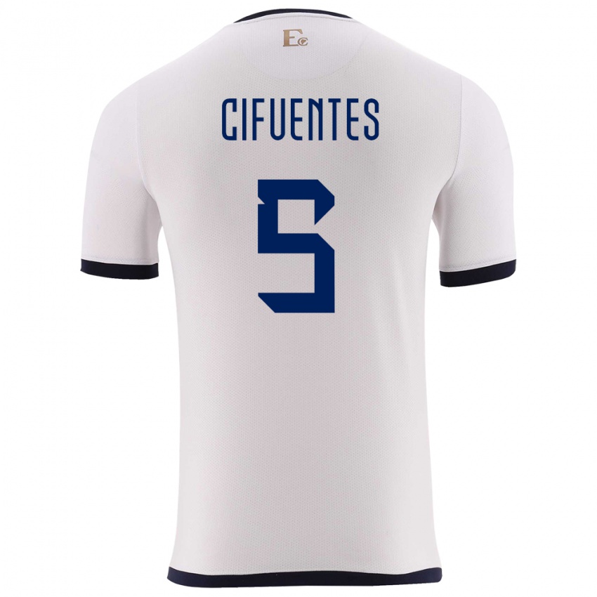 Damen Ecuador Jose Cifuentes #5 Weiß Auswärtstrikot Trikot 24-26 T-Shirt