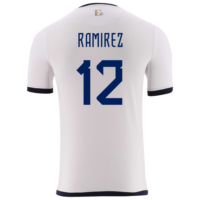 Damen Ecuador Moises Ramirez #12 Weiß Auswärtstrikot Trikot 24-26 T-Shirt