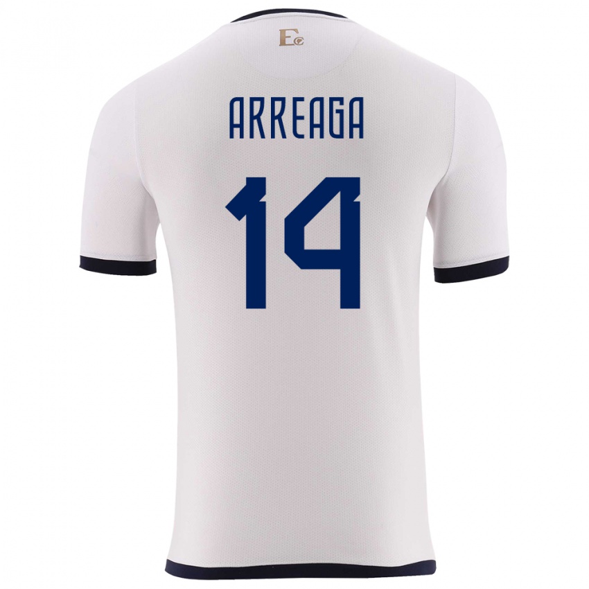 Damen Ecuador Xavier Arreaga #14 Weiß Auswärtstrikot Trikot 24-26 T-Shirt