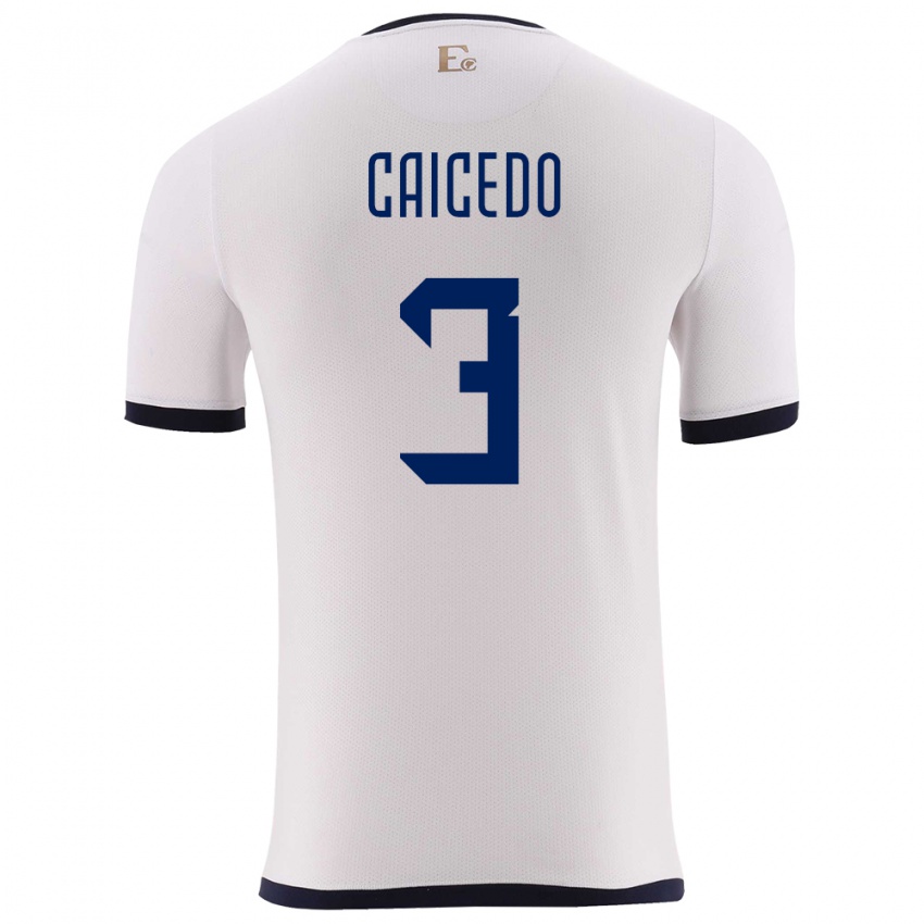 Damen Ecuador Jessy Caicedo #3 Weiß Auswärtstrikot Trikot 24-26 T-Shirt