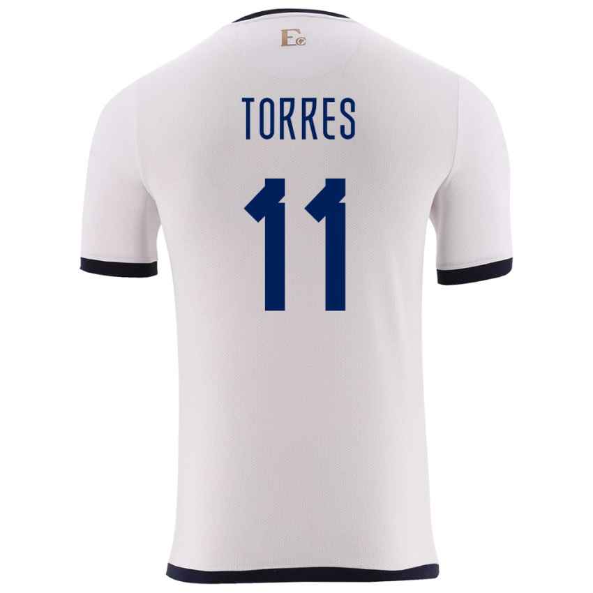 Damen Ecuador Ambar Torres #11 Weiß Auswärtstrikot Trikot 24-26 T-Shirt