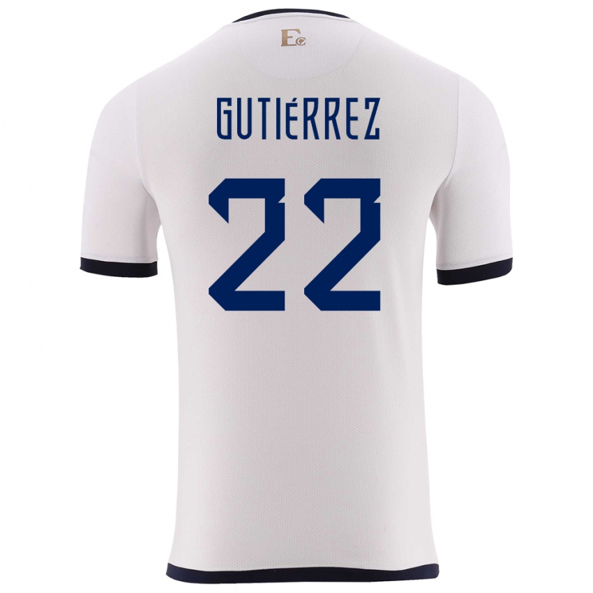 Damen Ecuador Melanie Gutierrez #22 Weiß Auswärtstrikot Trikot 24-26 T-Shirt