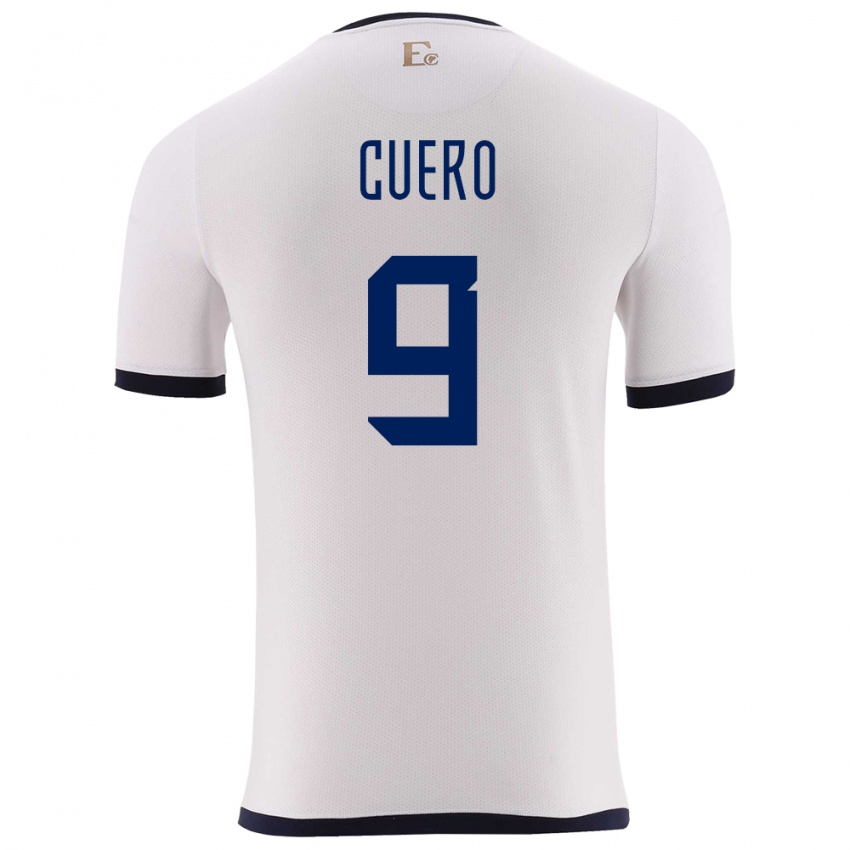 Damen Ecuador Justin Cuero #9 Weiß Auswärtstrikot Trikot 24-26 T-Shirt