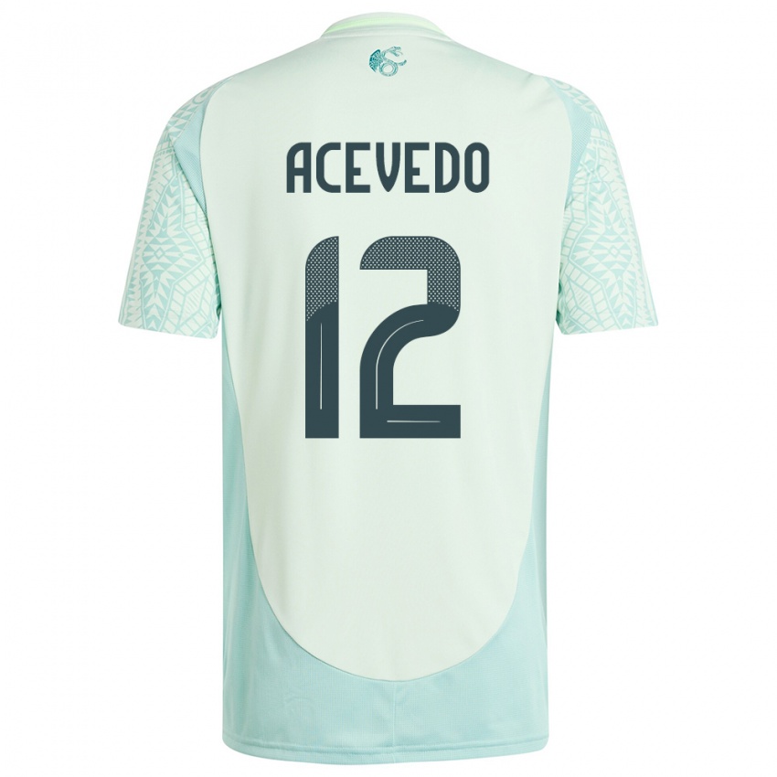 Damen Mexiko Carlos Acevedo #12 Leinengrün Auswärtstrikot Trikot 24-26 T-Shirt