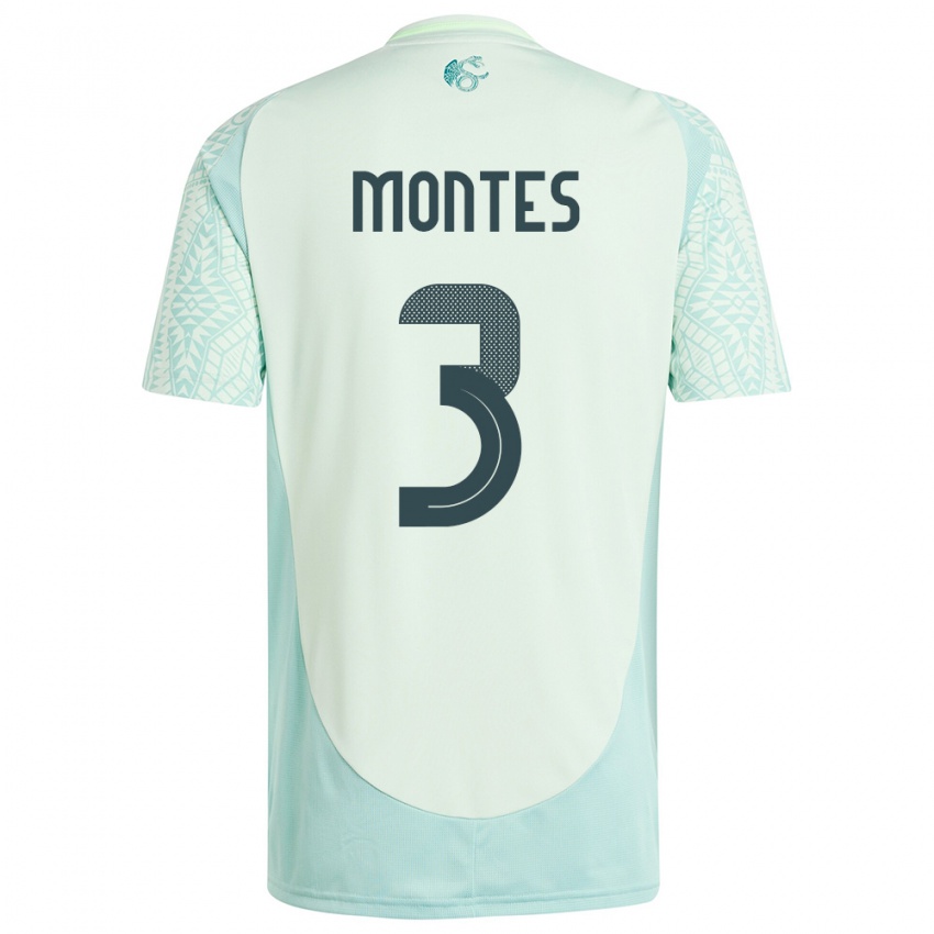 Damen Mexiko Cesar Montes #3 Leinengrün Auswärtstrikot Trikot 24-26 T-Shirt