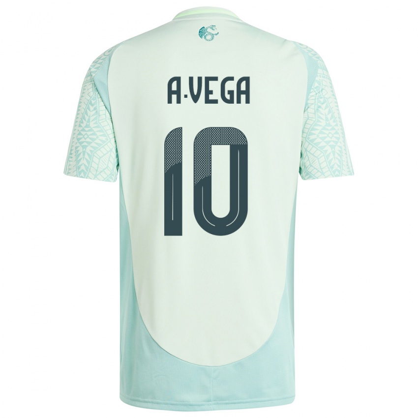Damen Mexiko Alexis Vega #10 Leinengrün Auswärtstrikot Trikot 24-26 T-Shirt