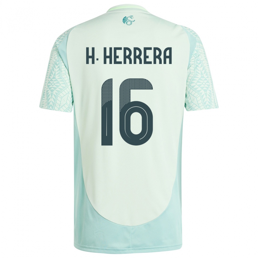 Damen Mexiko Hector Herrera #16 Leinengrün Auswärtstrikot Trikot 24-26 T-Shirt