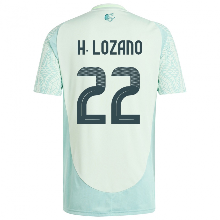 Damen Mexiko Hirving Lozano #22 Leinengrün Auswärtstrikot Trikot 24-26 T-Shirt