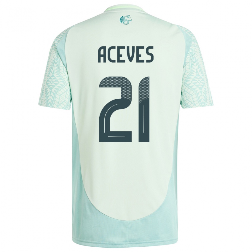 Damen Mexiko Daniel Aceves #21 Leinengrün Auswärtstrikot Trikot 24-26 T-Shirt