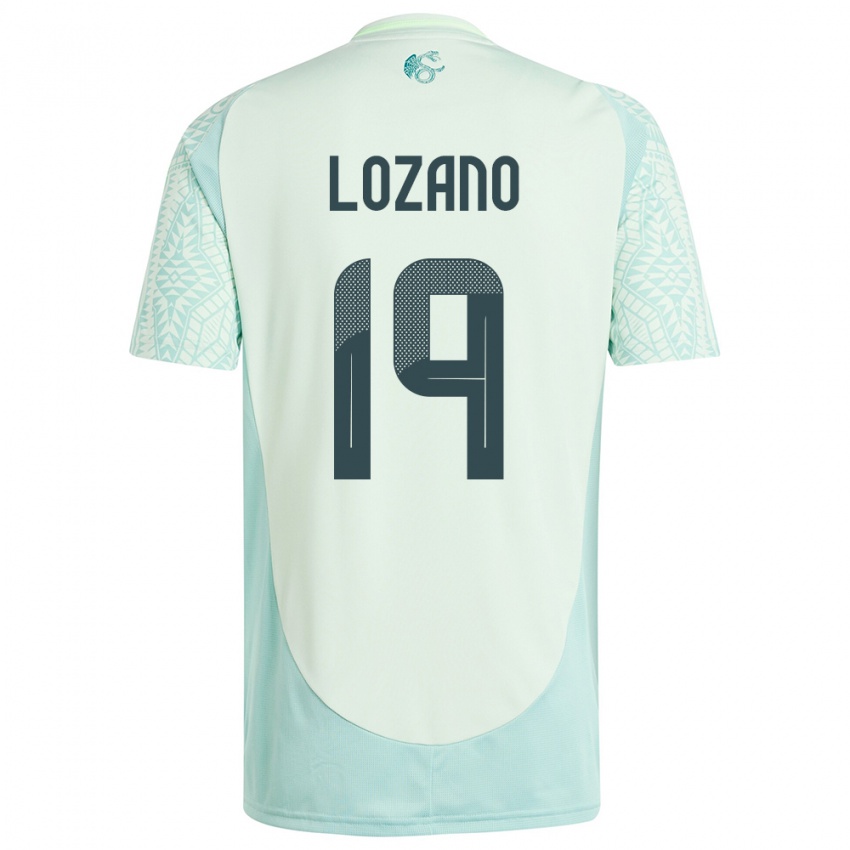 Damen Mexiko Esteban Lozano #19 Leinengrün Auswärtstrikot Trikot 24-26 T-Shirt