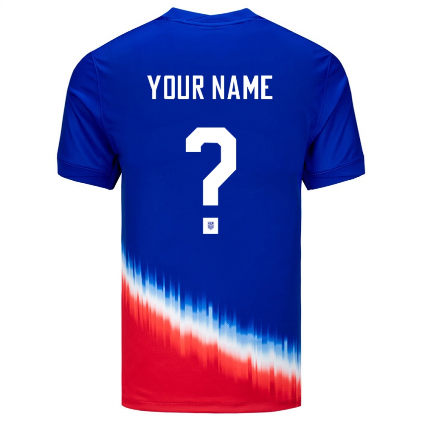 Damen Vereinigte Staaten Ihren Namen #0 Blau Auswärtstrikot Trikot 24-26 T-Shirt
