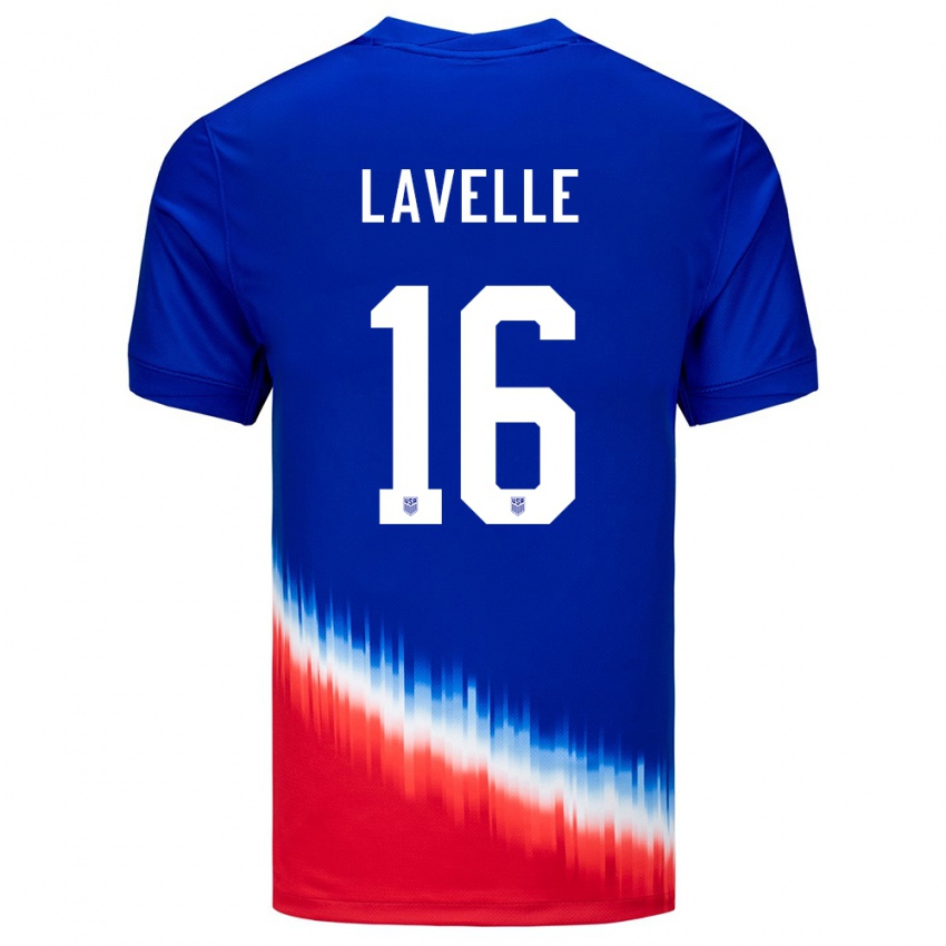 Damen Vereinigte Staaten Rose Lavelle #16 Blau Auswärtstrikot Trikot 24-26 T-Shirt