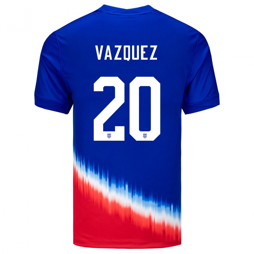 Damen Vereinigte Staaten David Vazquez #20 Blau Auswärtstrikot Trikot 24-26 T-Shirt