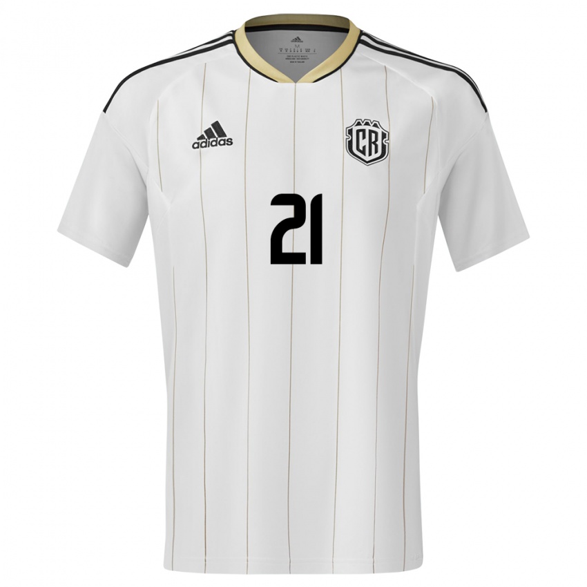 Damen Costa Rica Carlos Mora #21 Weiß Auswärtstrikot Trikot 24-26 T-Shirt