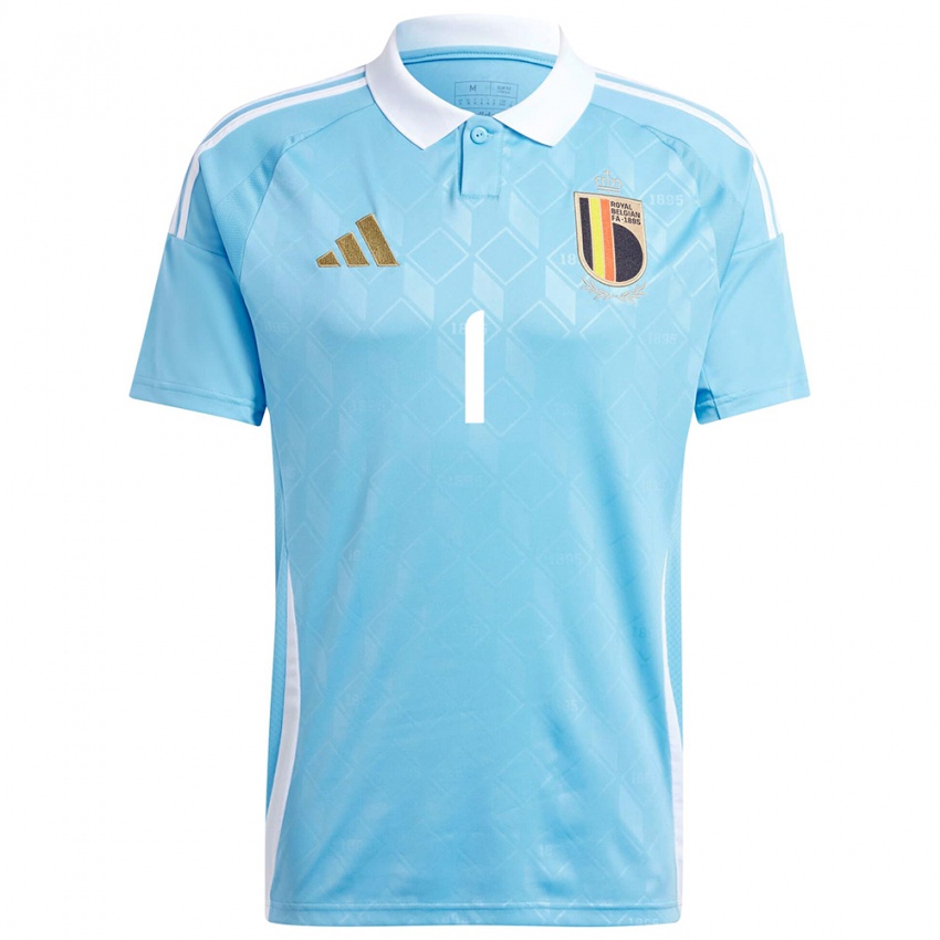 Damen Belgien Maarten Vandevoordt #1 Blau Auswärtstrikot Trikot 24-26 T-Shirt