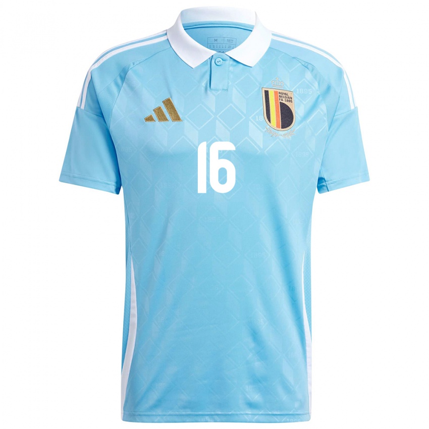 Damen Belgien Julien Duranville #16 Blau Auswärtstrikot Trikot 24-26 T-Shirt