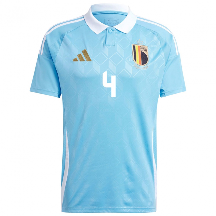 Damen Belgien Bram Lagae #4 Blau Auswärtstrikot Trikot 24-26 T-Shirt