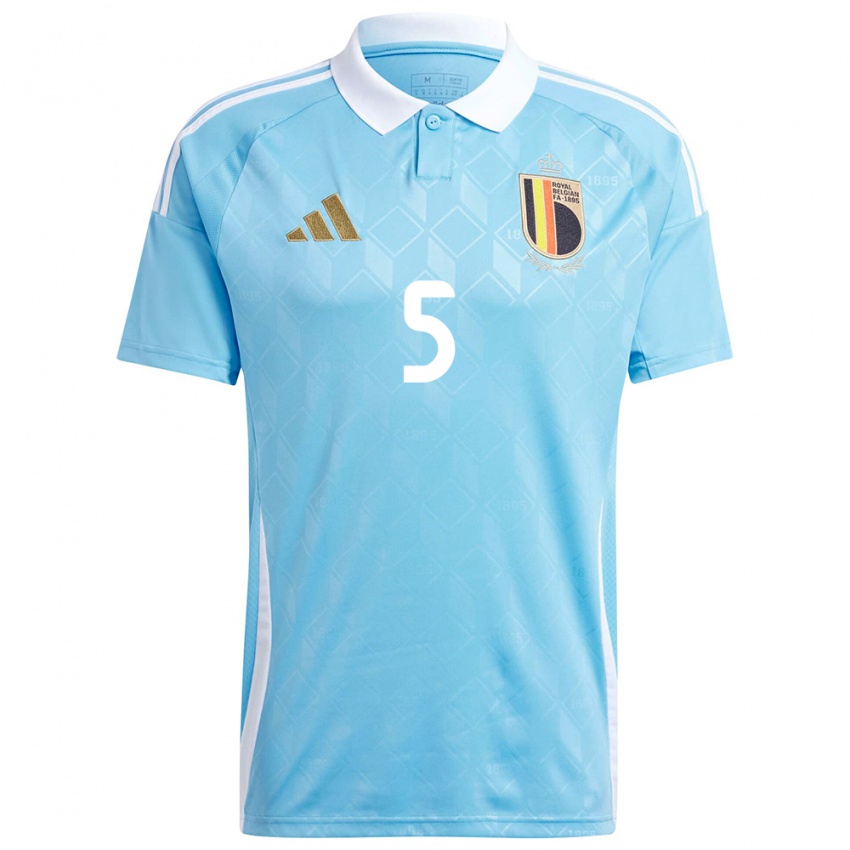 Damen Belgien Sarah Wijnants #5 Blau Auswärtstrikot Trikot 24-26 T-Shirt