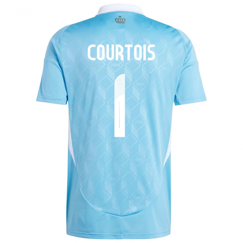 Damen Belgien Thibaut Courtois #1 Blau Auswärtstrikot Trikot 24-26 T-Shirt